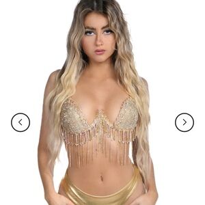 Gold Crystal Fringe Bralette - Women Intimates & Sleepwear